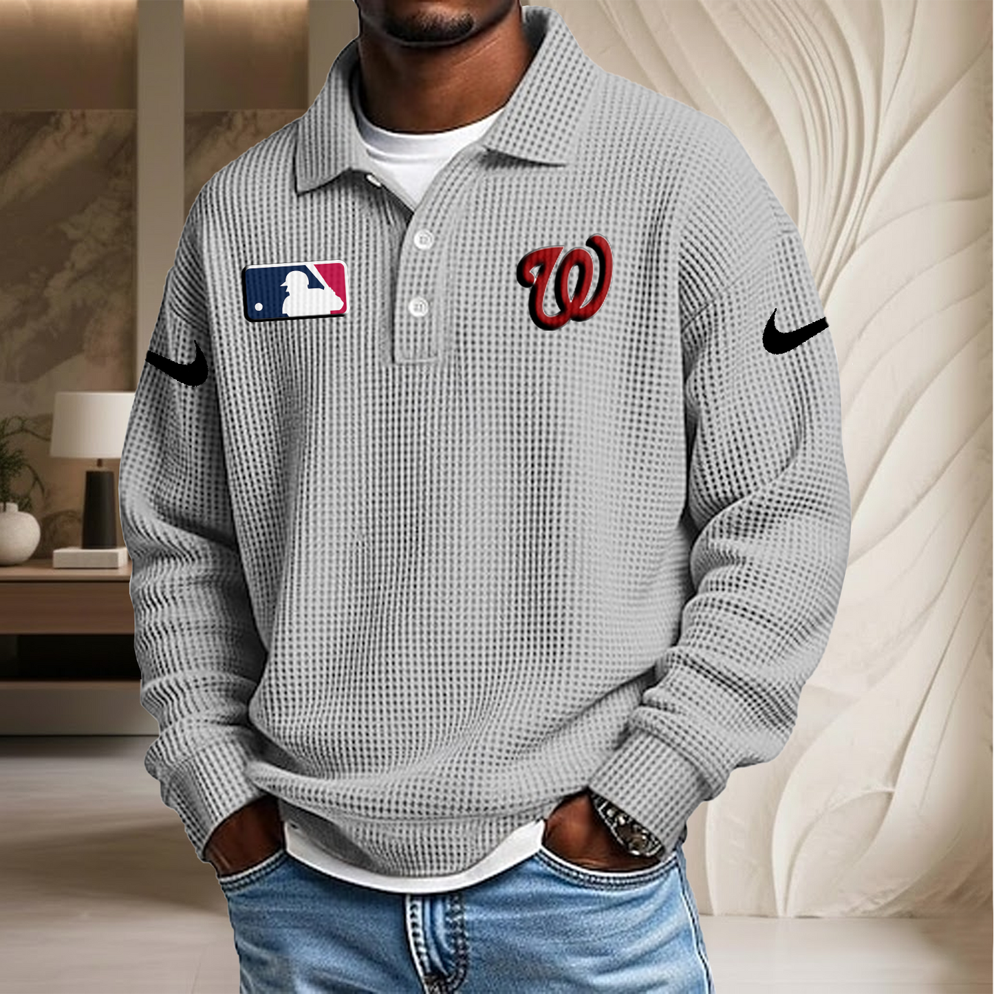 MLB x WAS Waffle Three Button Lapel Polo HLP HLPHUONG