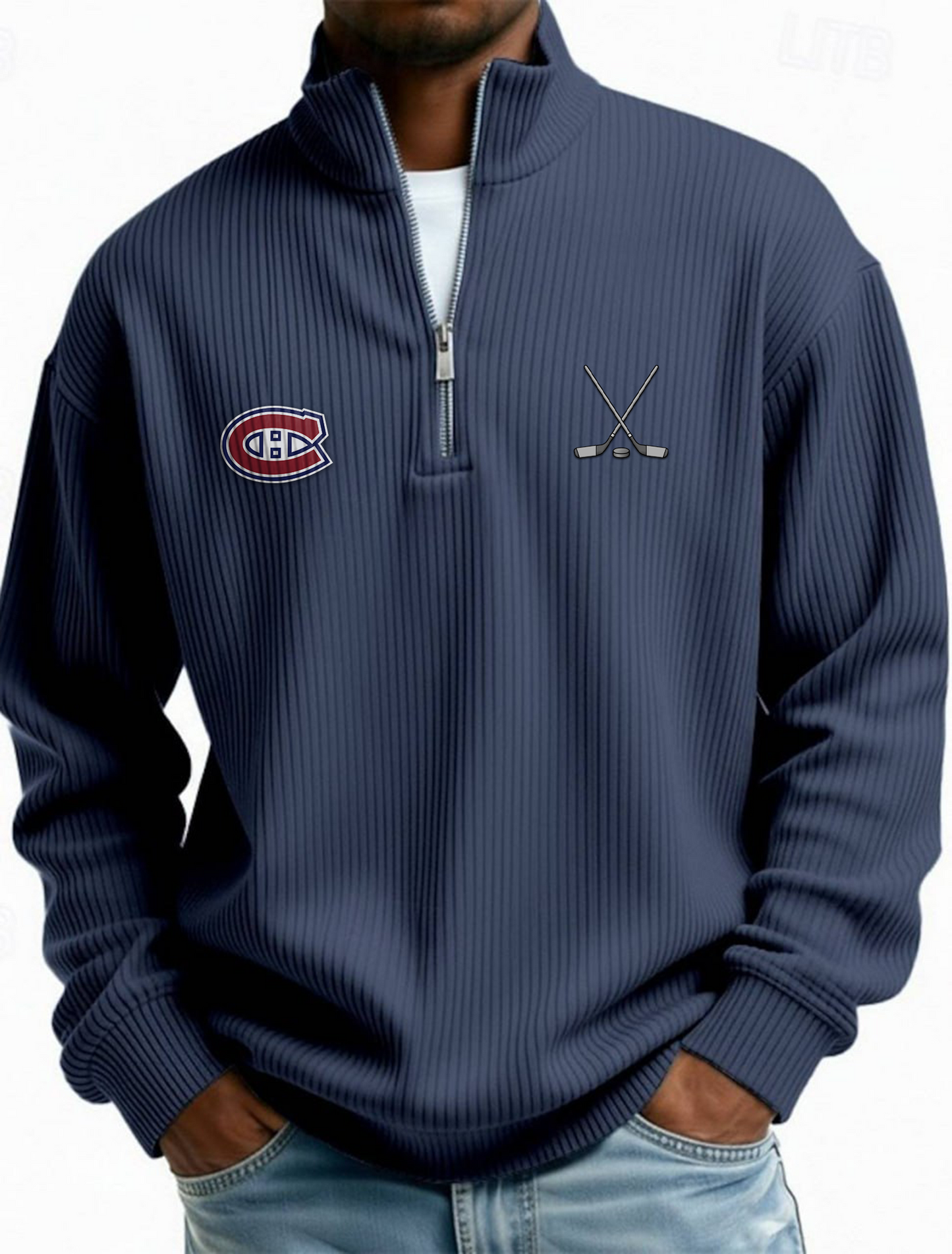 MON NHL Men's Causal Quarter Zip Long Sleeved Sweatshirt V1 NAK PTTD