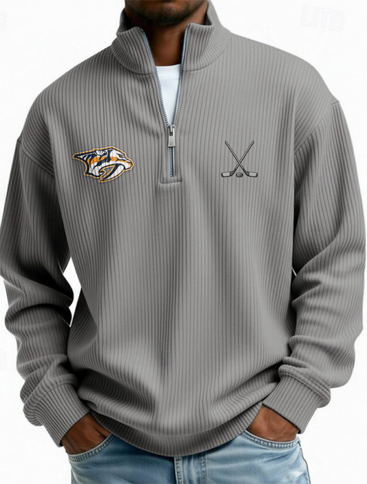 NAS NHL Men's Causal Quarter Zip Long Sleeved Sweatshirt V1 NAK PTTD
