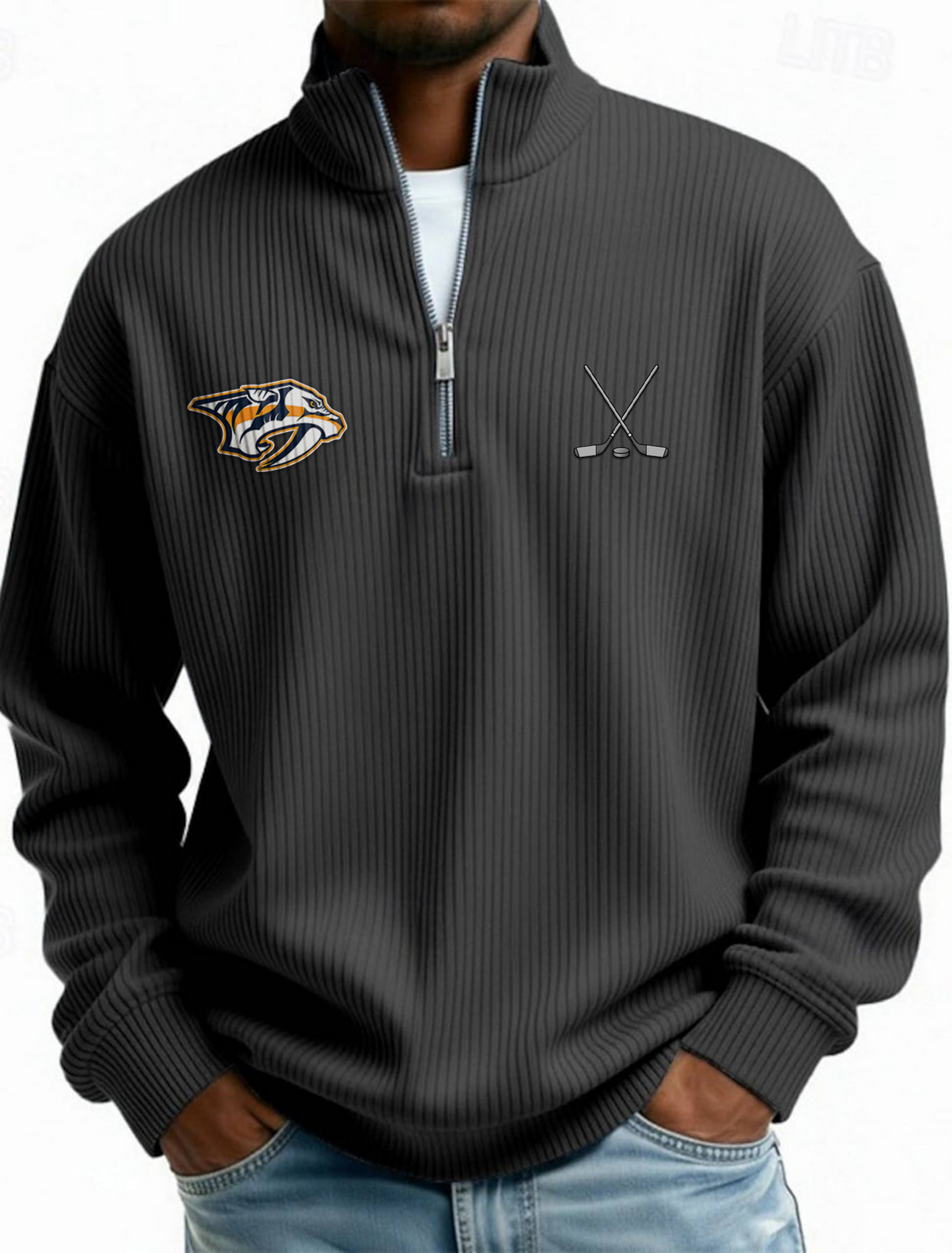 NAS NHL Men's Causal Quarter Zip Long Sleeved Sweatshirt V1 NAK PTTD