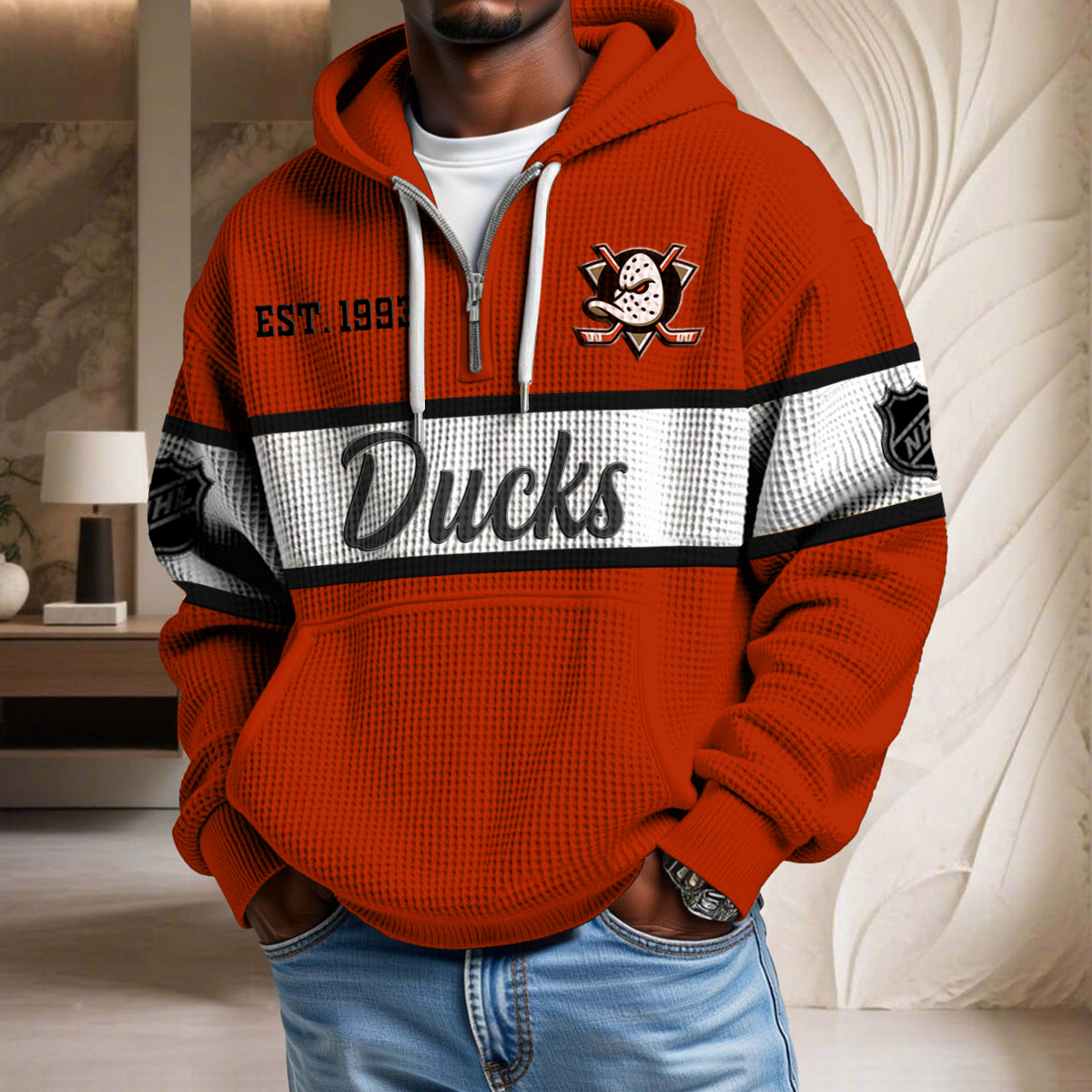 NHL x AD EST Waffle Half Zip Hoodie HLP HLPHUONG