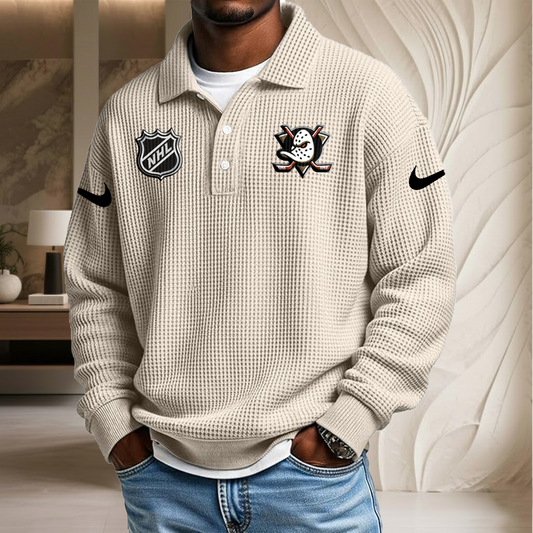 NHL x ANA Waffle Three Button Lapel Polo HLP HLPHUONG