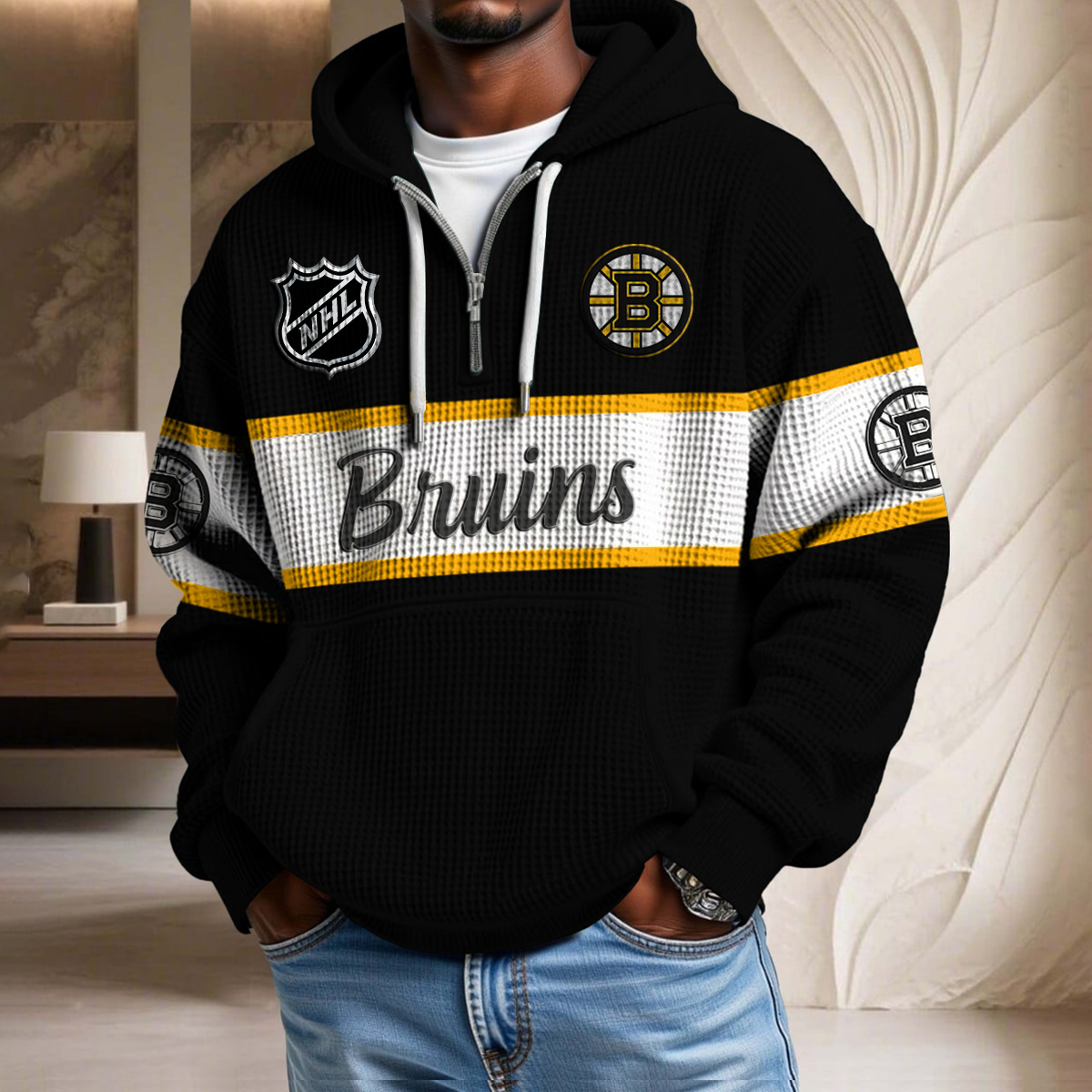 NHL x BB Hockey Team Waffle Half Zip Hoodie HLP HLPHUONG