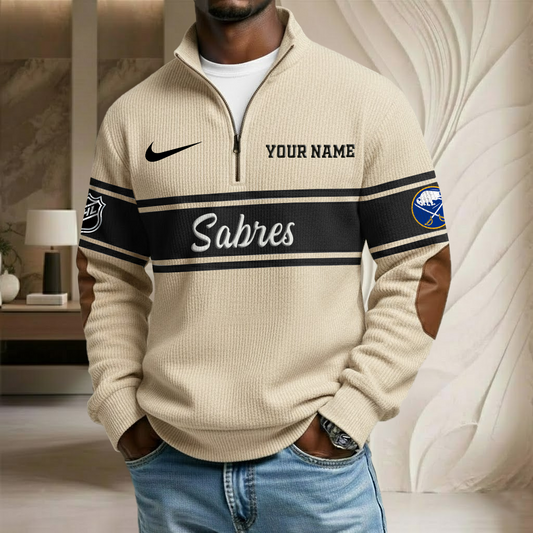 NHL x BUF Custom Name Stand Collar Half-zip Sweatshirt HLP HLPHUONG