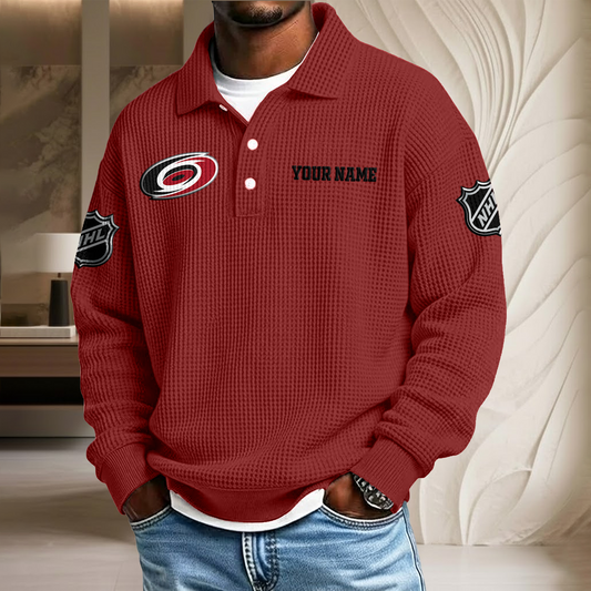 NHL x CAR Custom Name Waffle Three Button Lapel Polo HLP HLPHUONG