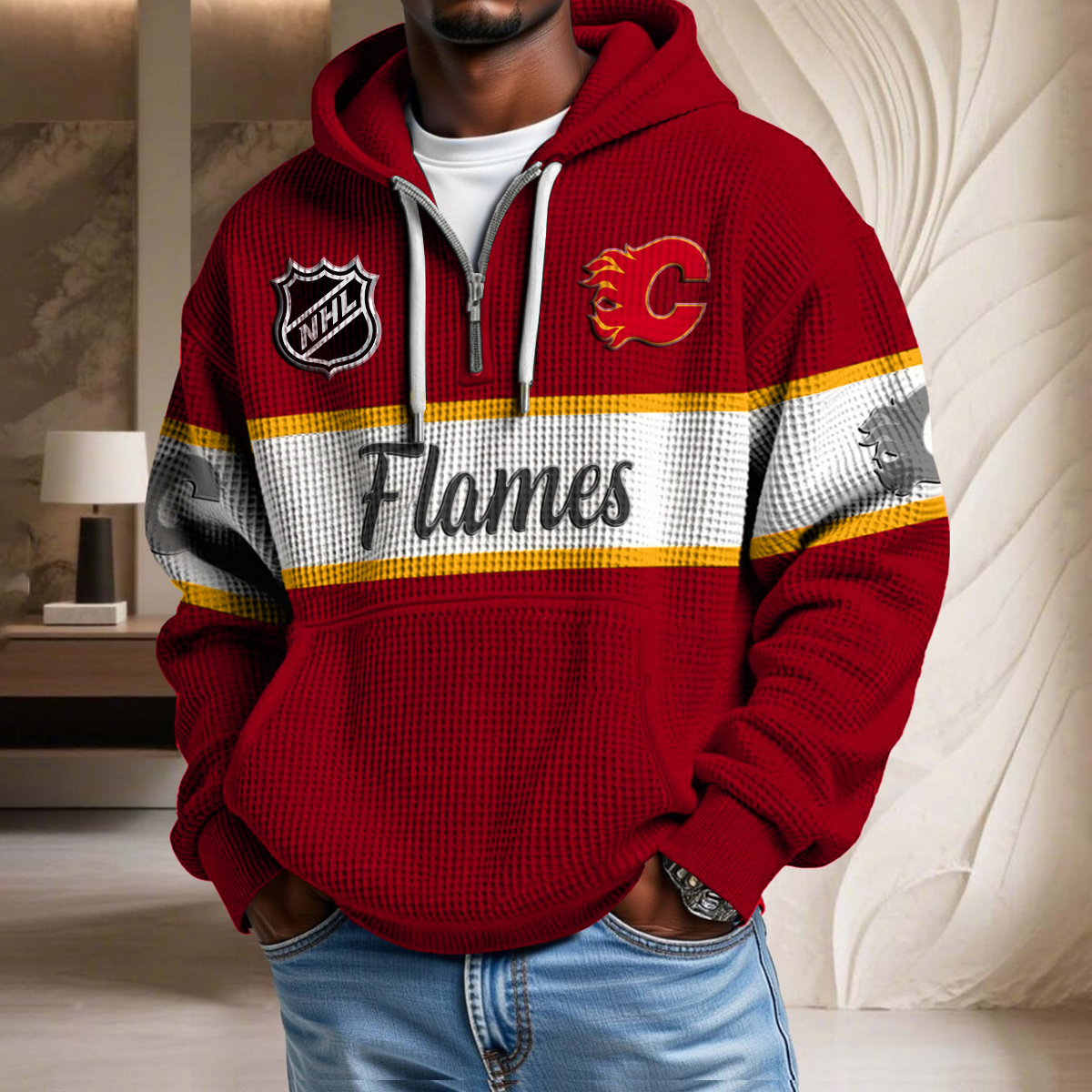NHL x CF Hockey Team Waffle Half Zip Hoodie HLP HLPHUONG