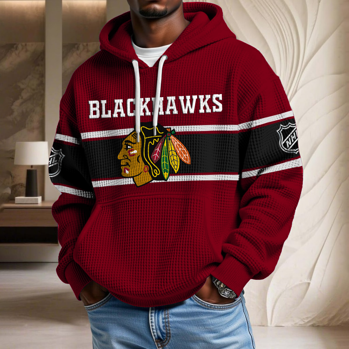 NHL x CHI Waffle Hoodie HLP HLPHUONG