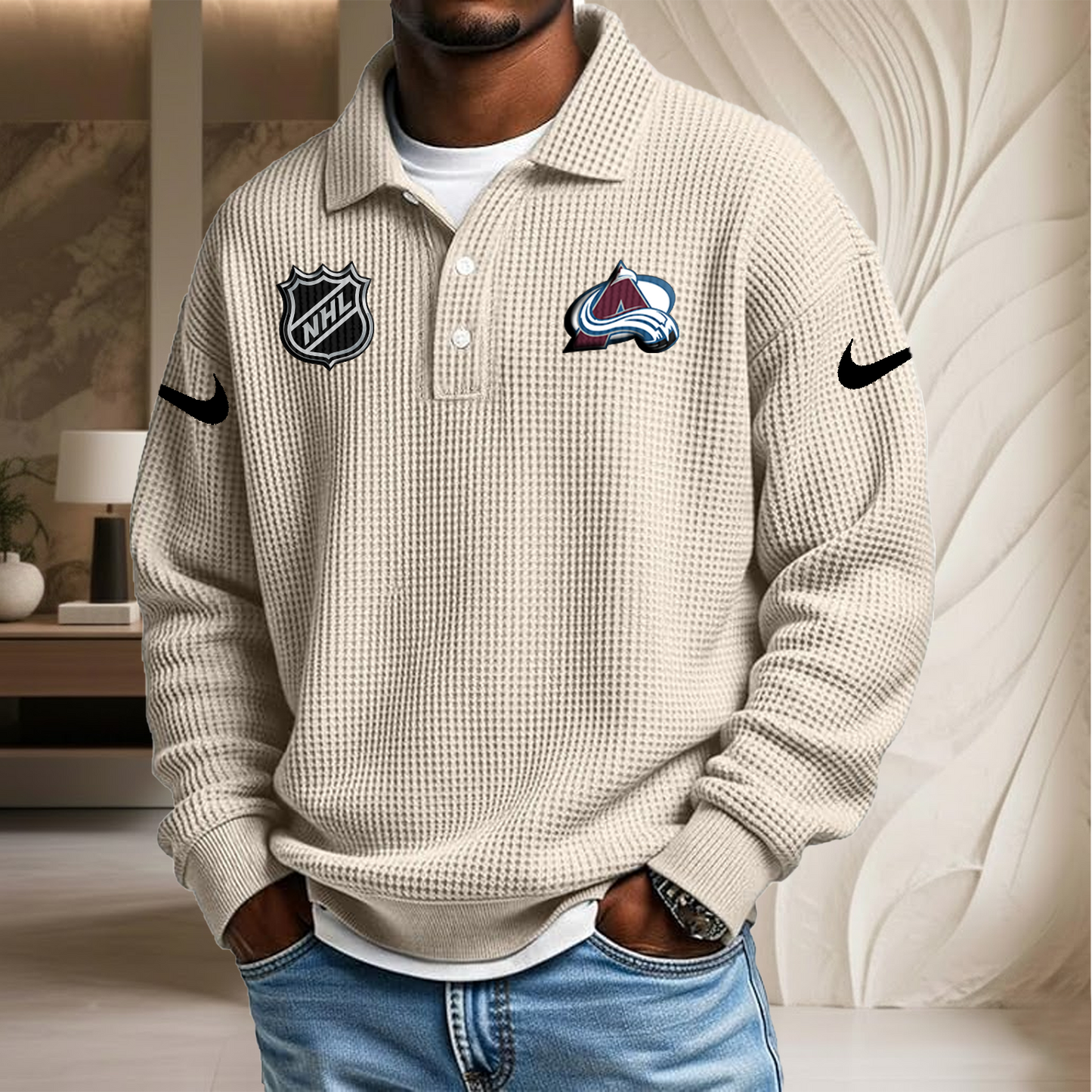 NHL x COL Waffle Three Button Lapel Polo HLP HLPHUONG