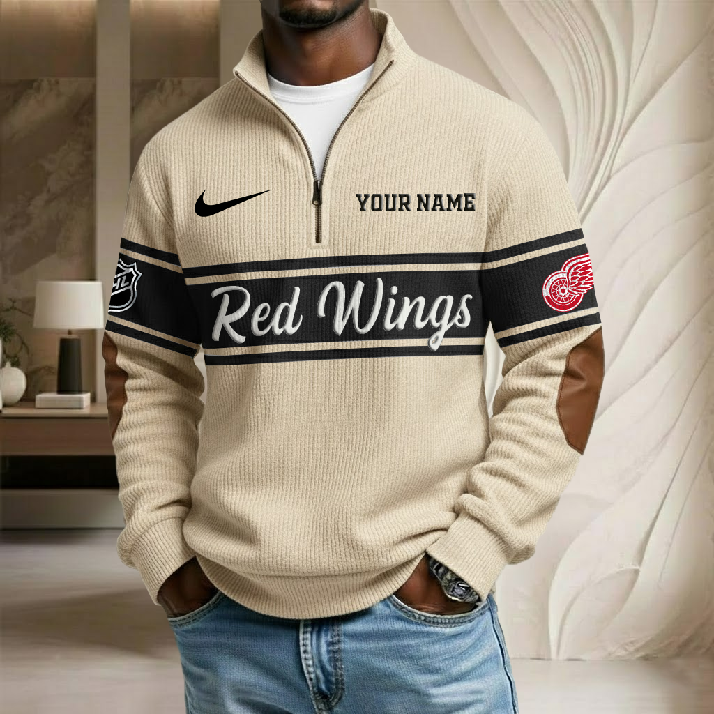 NHL x DET Custom Name Stand Collar Half-zip Sweatshirt HLP HLPHUONG