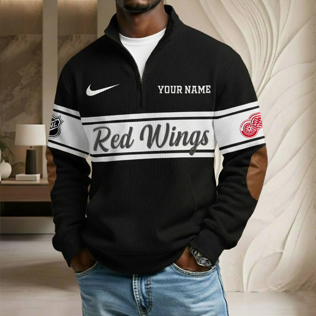 NHL x DET Custom Name Stand Collar Half-zip Sweatshirt HLP HLPHUONG