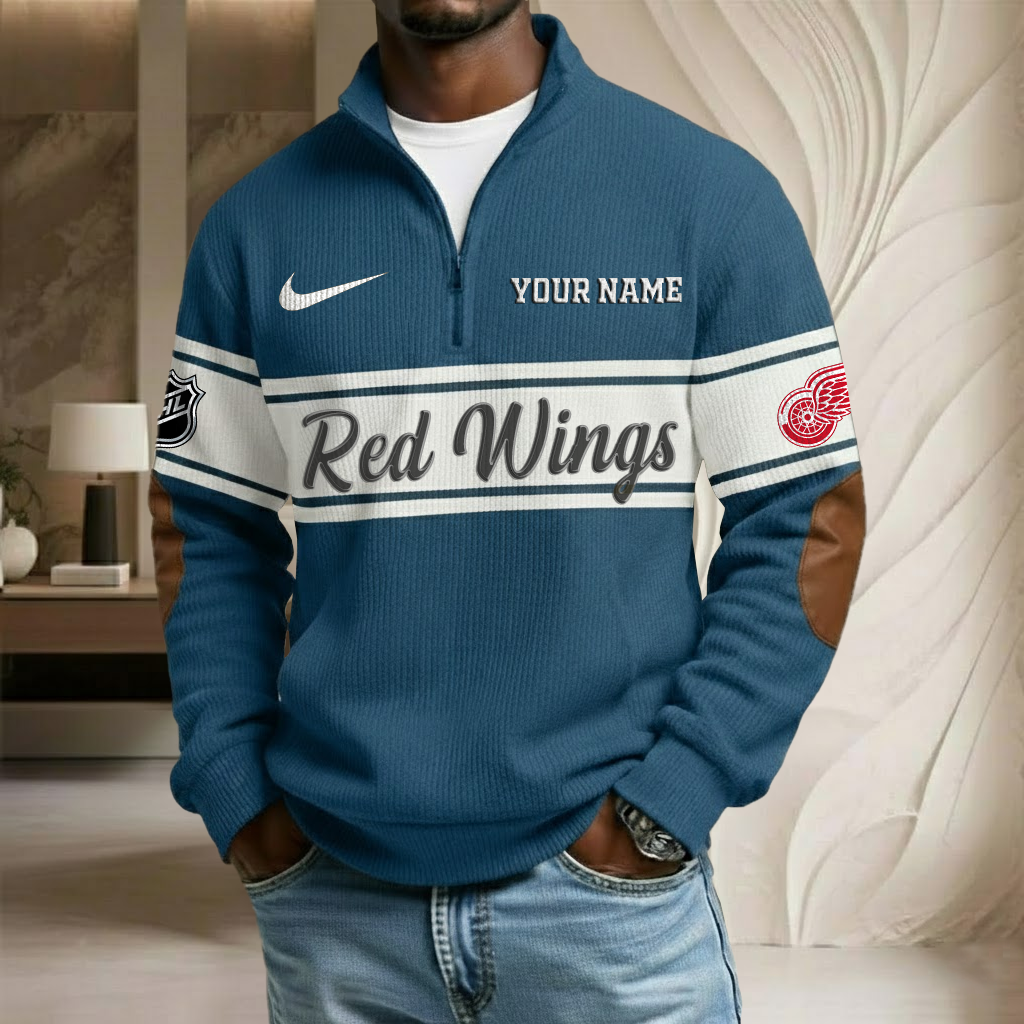 NHL x DET Custom Name Stand Collar Half-zip Sweatshirt HLP HLPHUONG