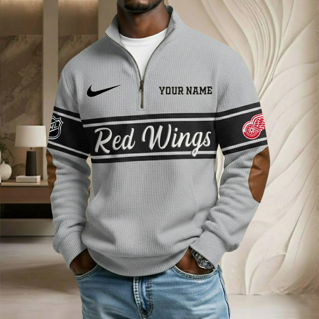 NHL x DET Custom Name Stand Collar Half-zip Sweatshirt HLP HLPHUONG