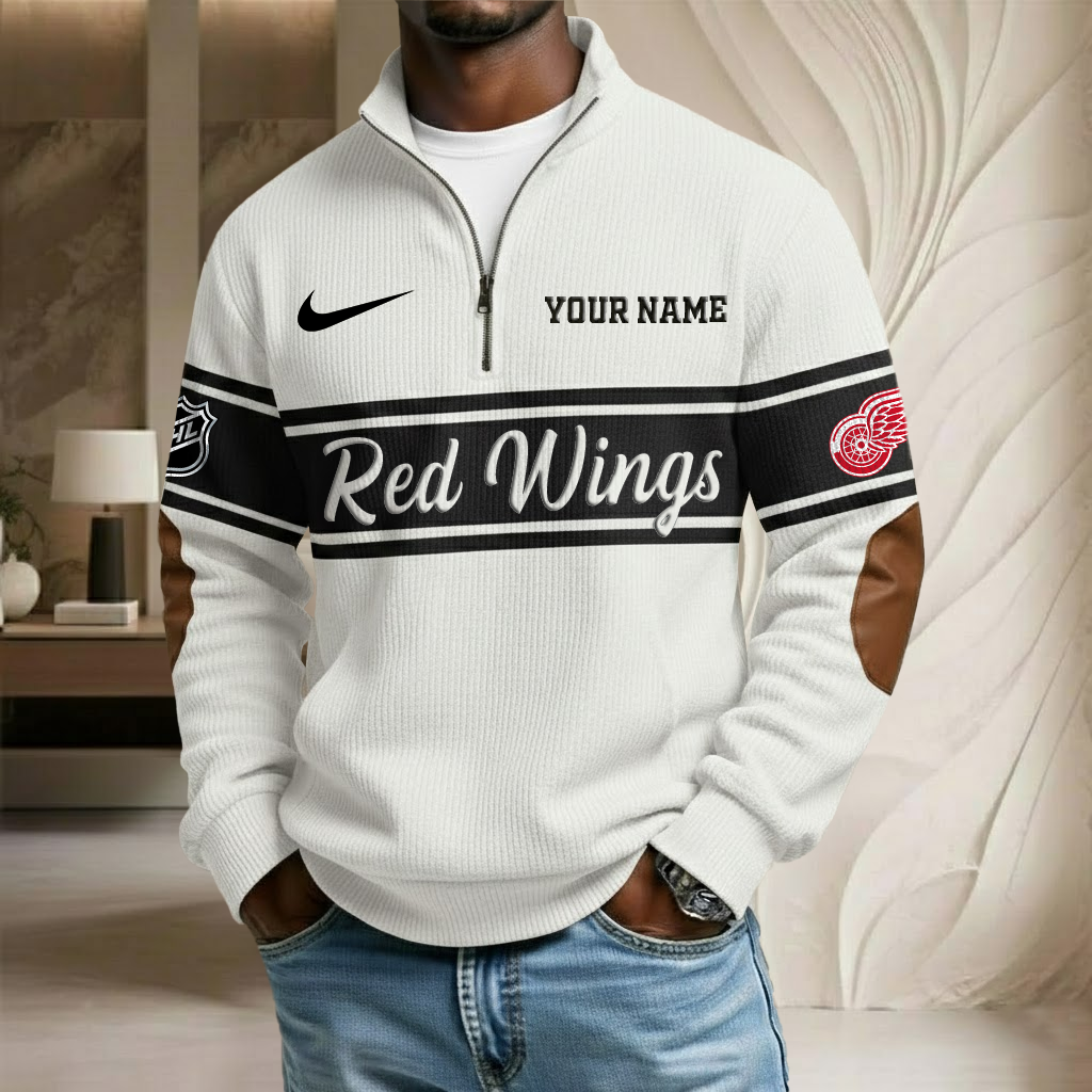 NHL x DET Custom Name Stand Collar Half-zip Sweatshirt HLP HLPHUONG