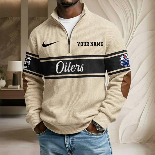 NHL x EDM Custom Name Stand Collar Half-zip Sweatshirt HLP HLPHUONG