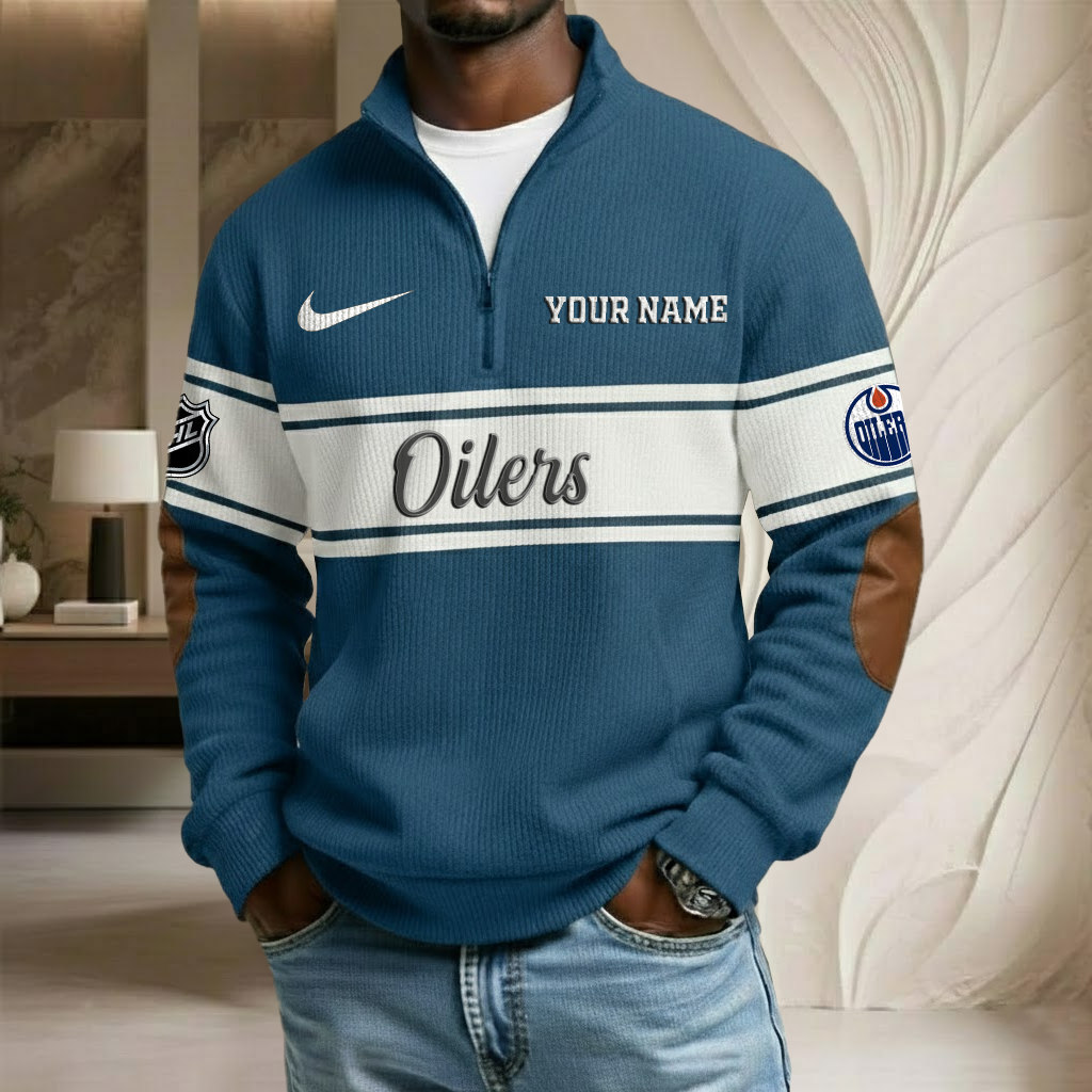 NHL x EDM Custom Name Stand Collar Half-zip Sweatshirt HLP HLPHUONG