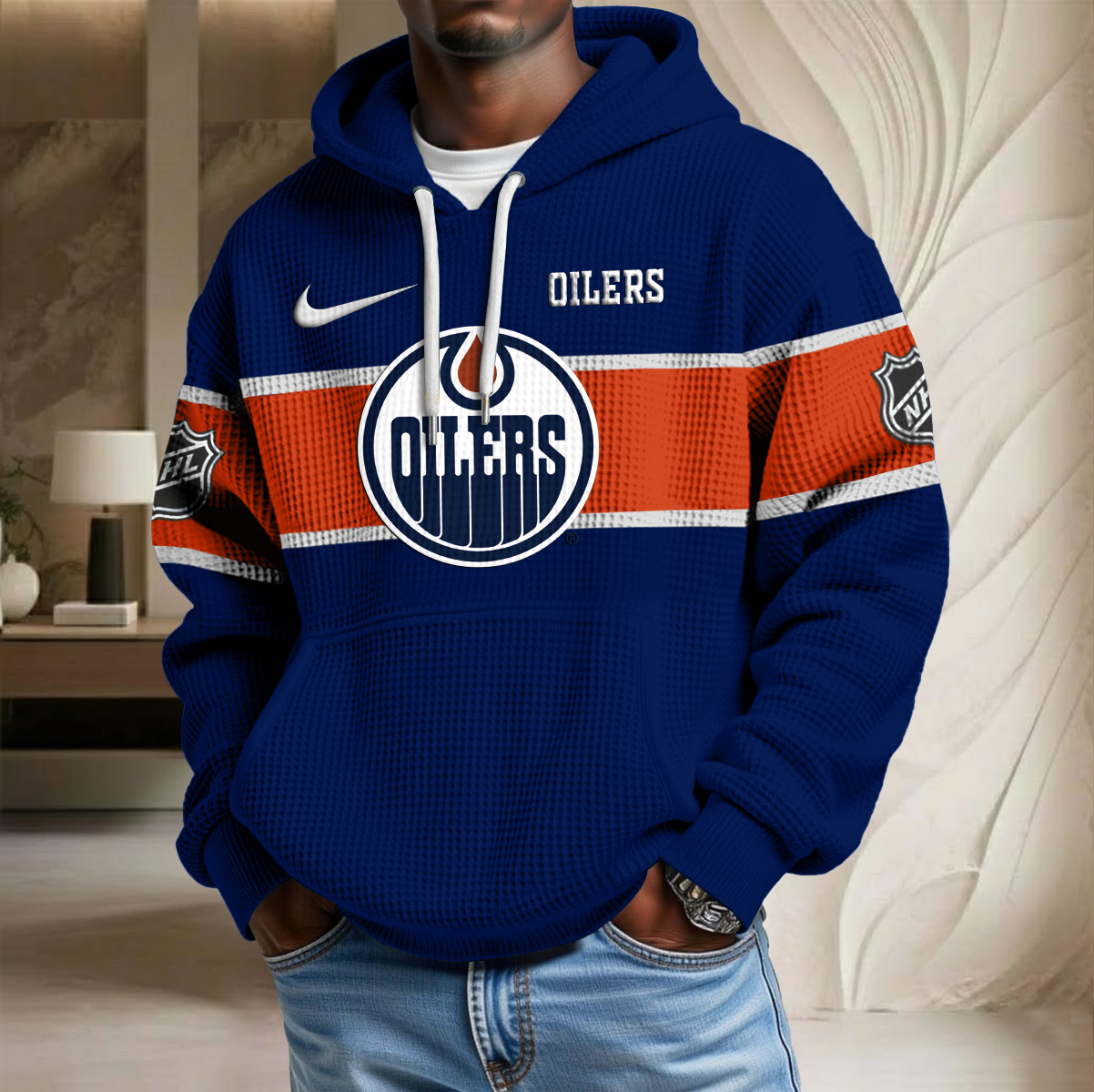 NHL x EDM Hockey Waffle Hoodie HLP HLPHUONG