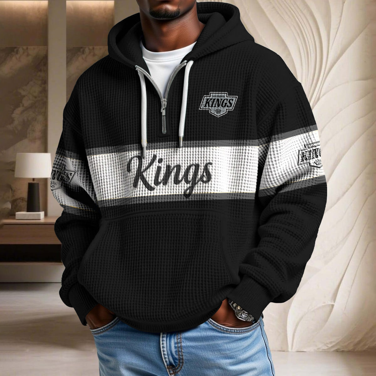 NHL x LAK Waffle Half Zip Hoodie HLP HLPHUONG