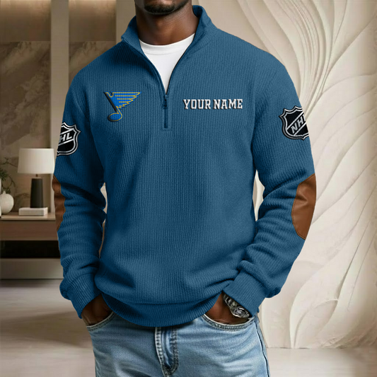 NHL x LB Custom Name Stand Collar Half-zip Sweatshirt HLP HLPHUONG