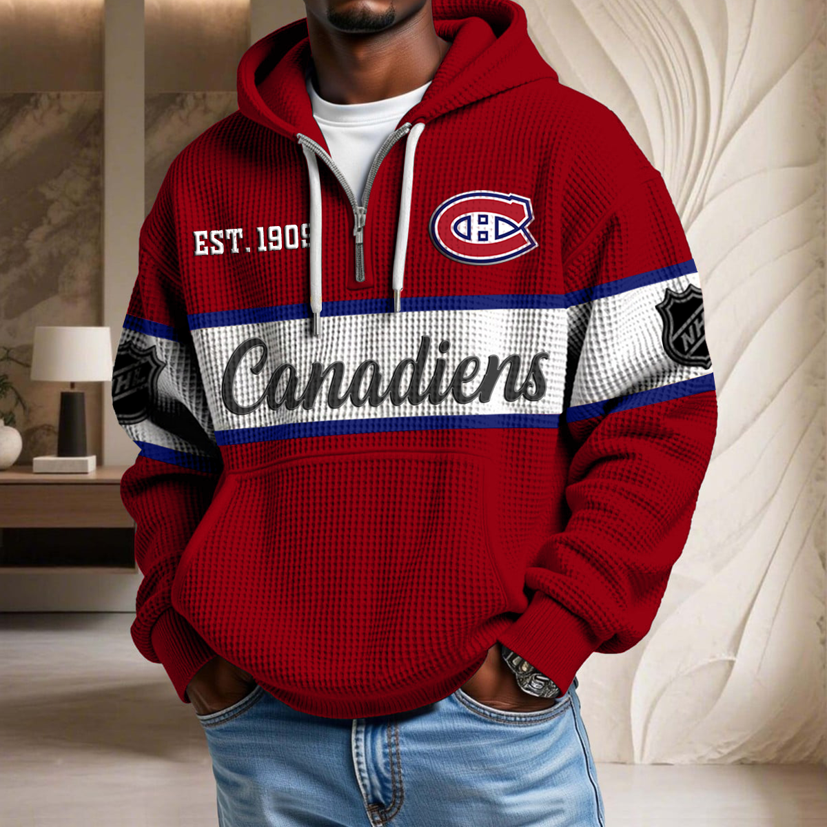 NHL x MC EST Waffle Half Zip Hoodie HLP HLPHUONG
