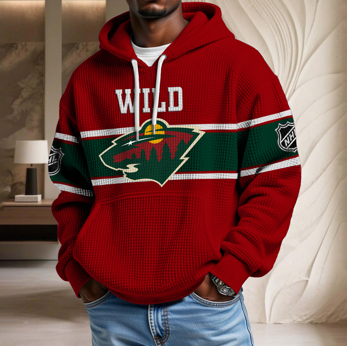 NHL x MIN Waffle Hoodie HLP HLPHUONG