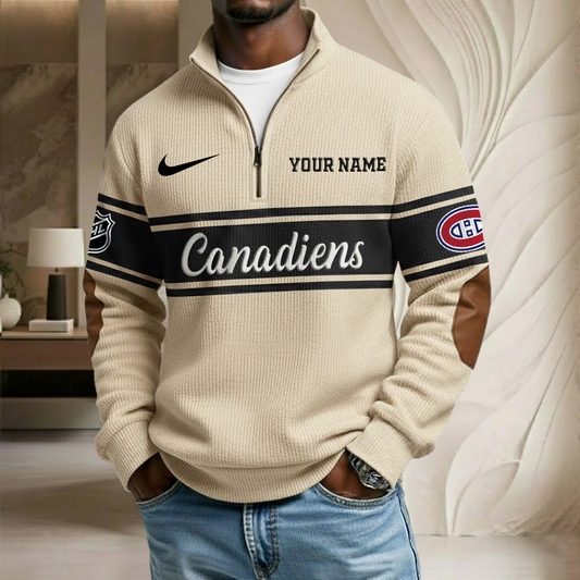 NHL x MON Custom Name Stand Collar Half-zip Sweatshirt HLP HLPHUONG