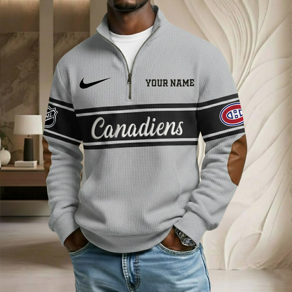 NHL x MON Custom Name Stand Collar Half-zip Sweatshirt HLP HLPHUONG