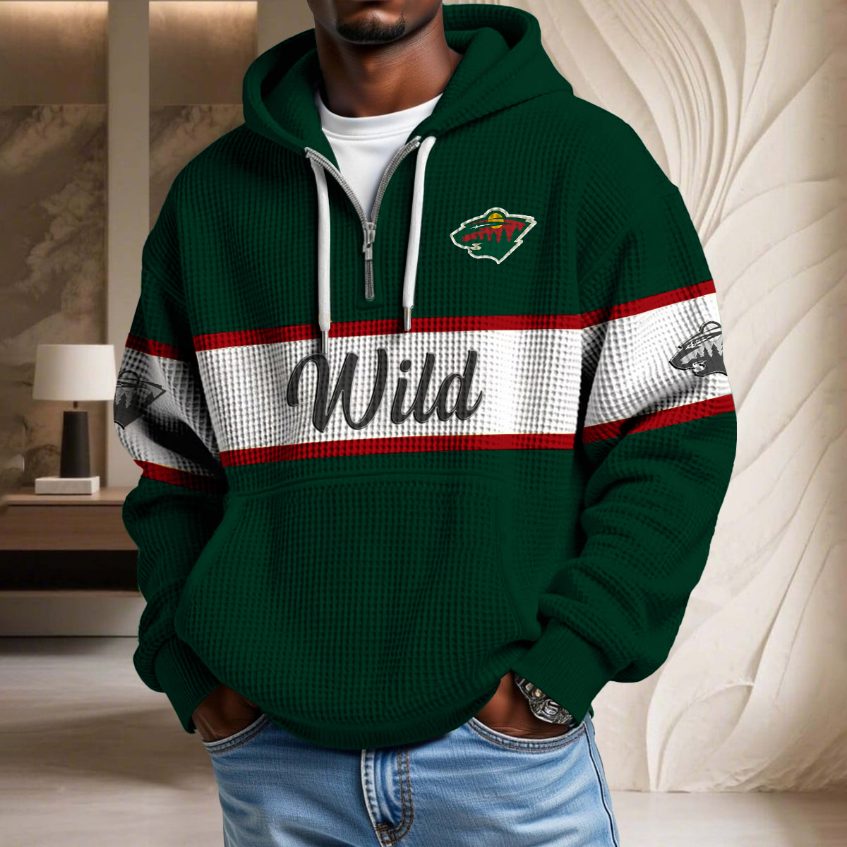 NHL x MW Waffle Half Zip Hoodie HLP HLPHUONG