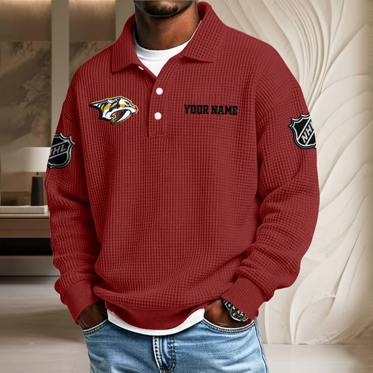 NHL x NAS Custom Name Waffle Three Button Lapel Polo HLP HLPHUONG