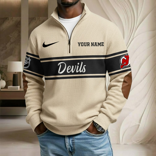 NHL x NJ Custom Name Stand Collar Half-zip Sweatshirt HLP HLPHUONG