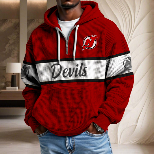 NHL x NJD Waffle Half Zip Hoodie HLP HLPHUONG