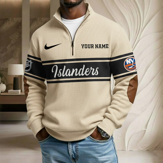 NHL x NYI Custom Name Stand Collar Half-zip Sweatshirt HLP HLPHUONG