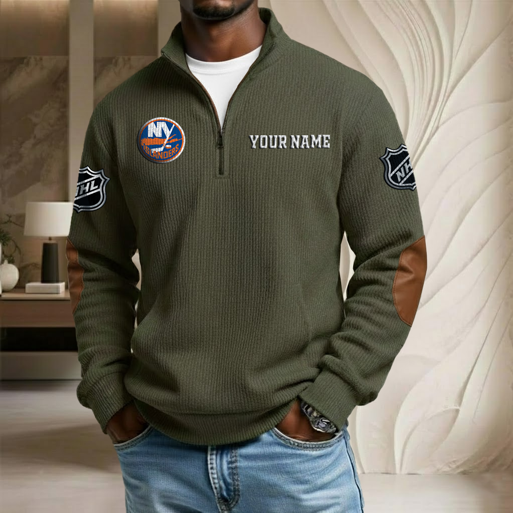 NHL x NYI Custom Name Stand Collar Half-zip Sweatshirt HLP HLPHUONG