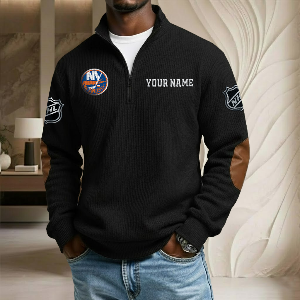 NHL x NYI Custom Name Stand Collar Half-zip Sweatshirt HLP HLPHUONG