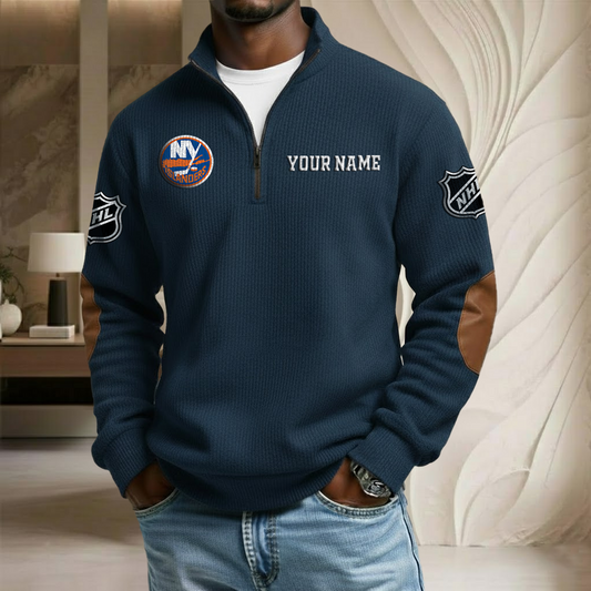 NHL x NYI Custom Name Stand Collar Half-zip Sweatshirt HLP HLPHUONG