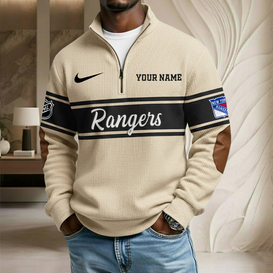 NHL x NYR Custom Name Stand Collar Half-zip Sweatshirt HLP HLPHUONG