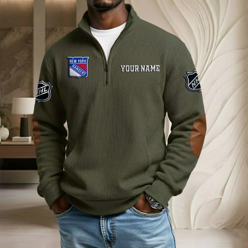 NHL x NYR Custom Name Stand Collar Half-zip Sweatshirt HLP HLPHUONG