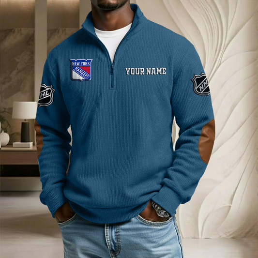 NHL x NYR Custom Name Stand Collar Half-zip Sweatshirt HLP HLPHUONG