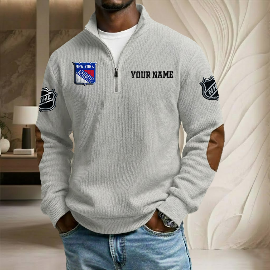 NHL x NYR Custom Name Stand Collar Half-zip Sweatshirt HLP HLPHUONG