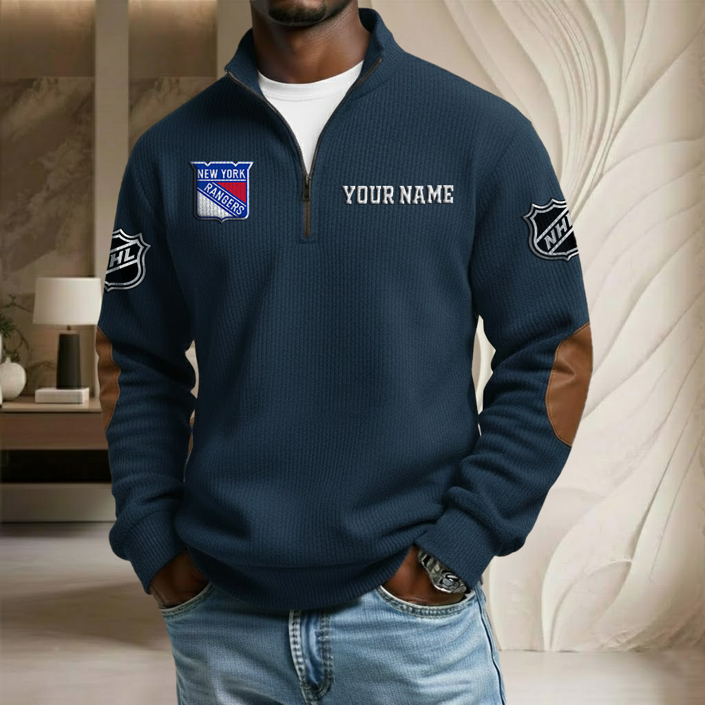 NHL x NYR Custom Name Stand Collar Half-zip Sweatshirt HLP HLPHUONG
