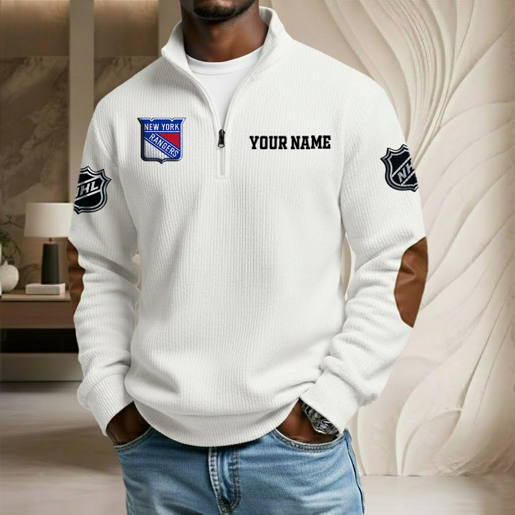 NHL x NYR Custom Name Stand Collar Half-zip Sweatshirt HLP HLPHUONG