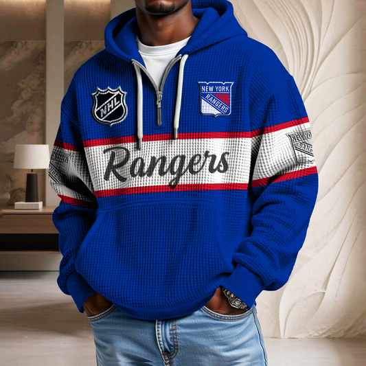 NHL x NYR Hockey Team Waffle Half Zip Hoodie HLP HLPHUONG