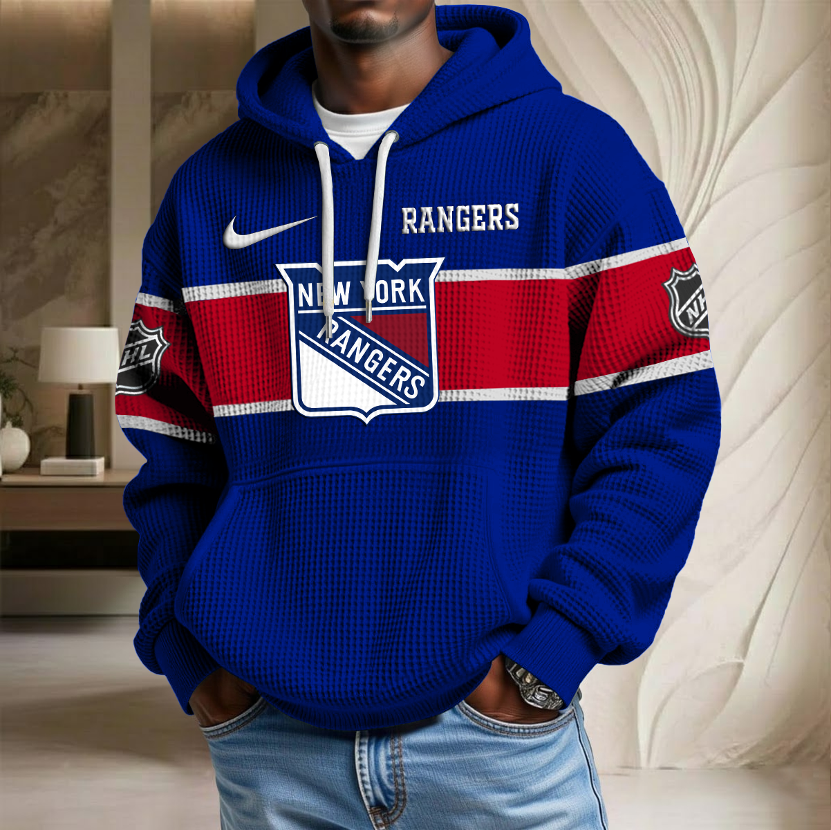 NHL x NYR Hockey Waffle Hoodie HLP HLPHUONG