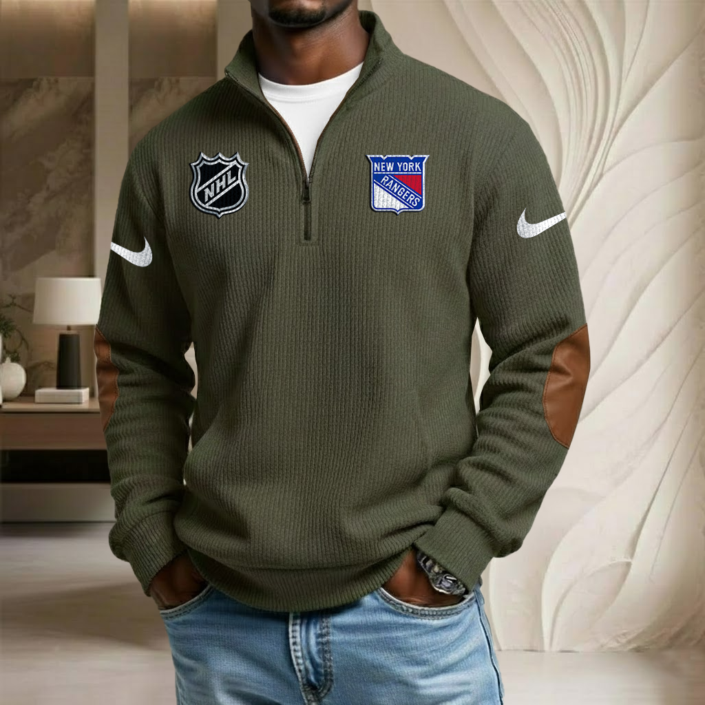 NHL x NYR Sport Team Stand Collar Half-zip Sweatshirt HLP HLPHUONG
