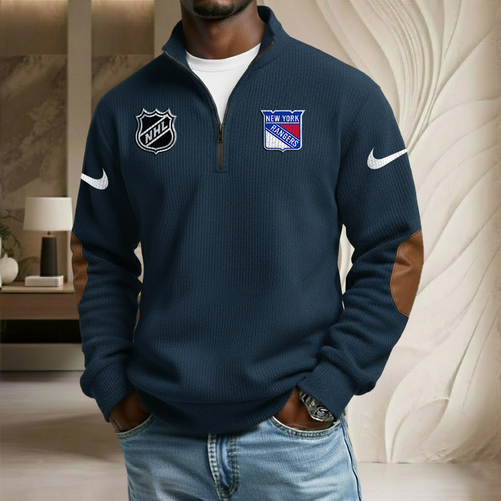 NHL x NYR Sport Team Stand Collar Half-zip Sweatshirt HLP HLPHUONG