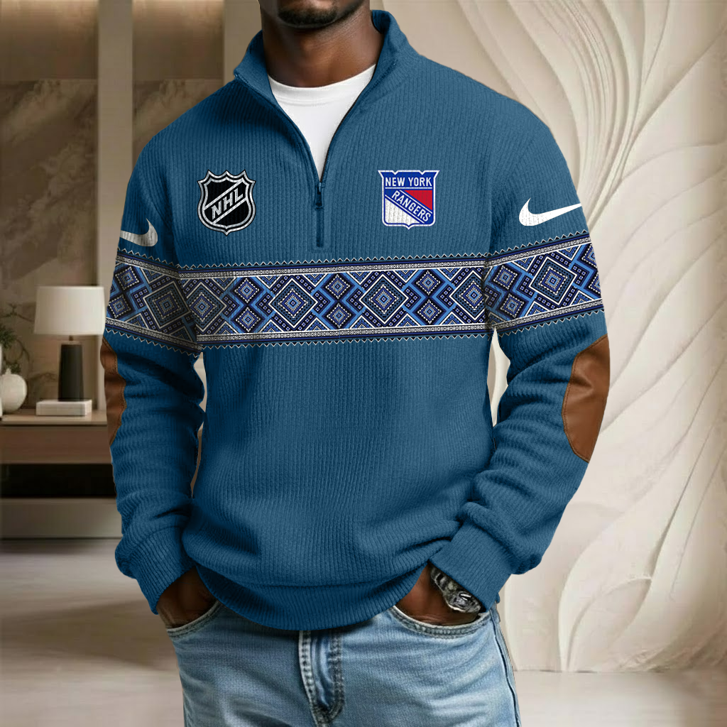 NHL x NYR Stand Collar Half-zip Sweatshirt HLP HLPHUONG