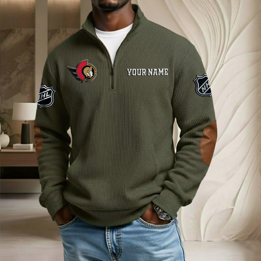 NHL x OS Custom Name Stand Collar Half-zip Sweatshirt HLP HLPHUONG