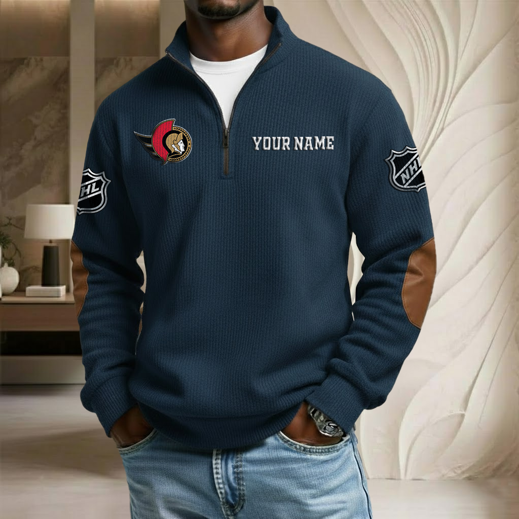 NHL x OS Custom Name Stand Collar Half-zip Sweatshirt HLP HLPHUONG
