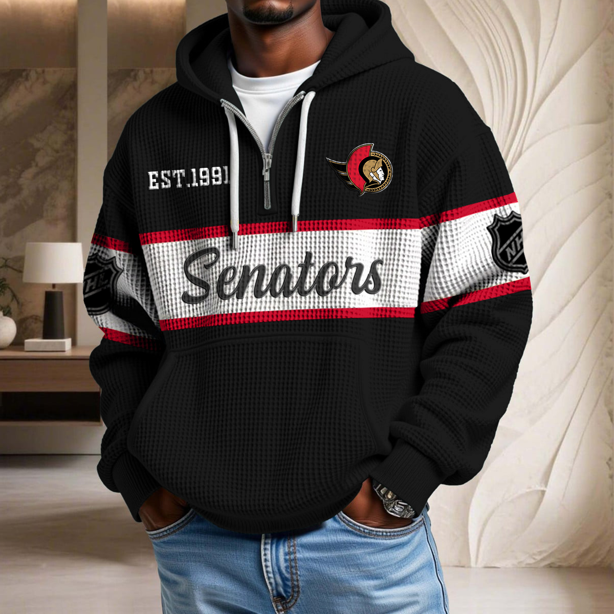 NHL x OS EST Waffle Half Zip Hoodie HLP HLPHUONG