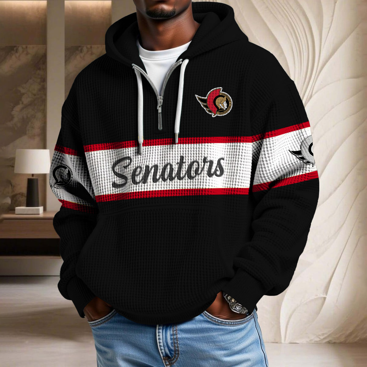 NHL x OS Waffle Half Zip Hoodie HLP HLPHUONG