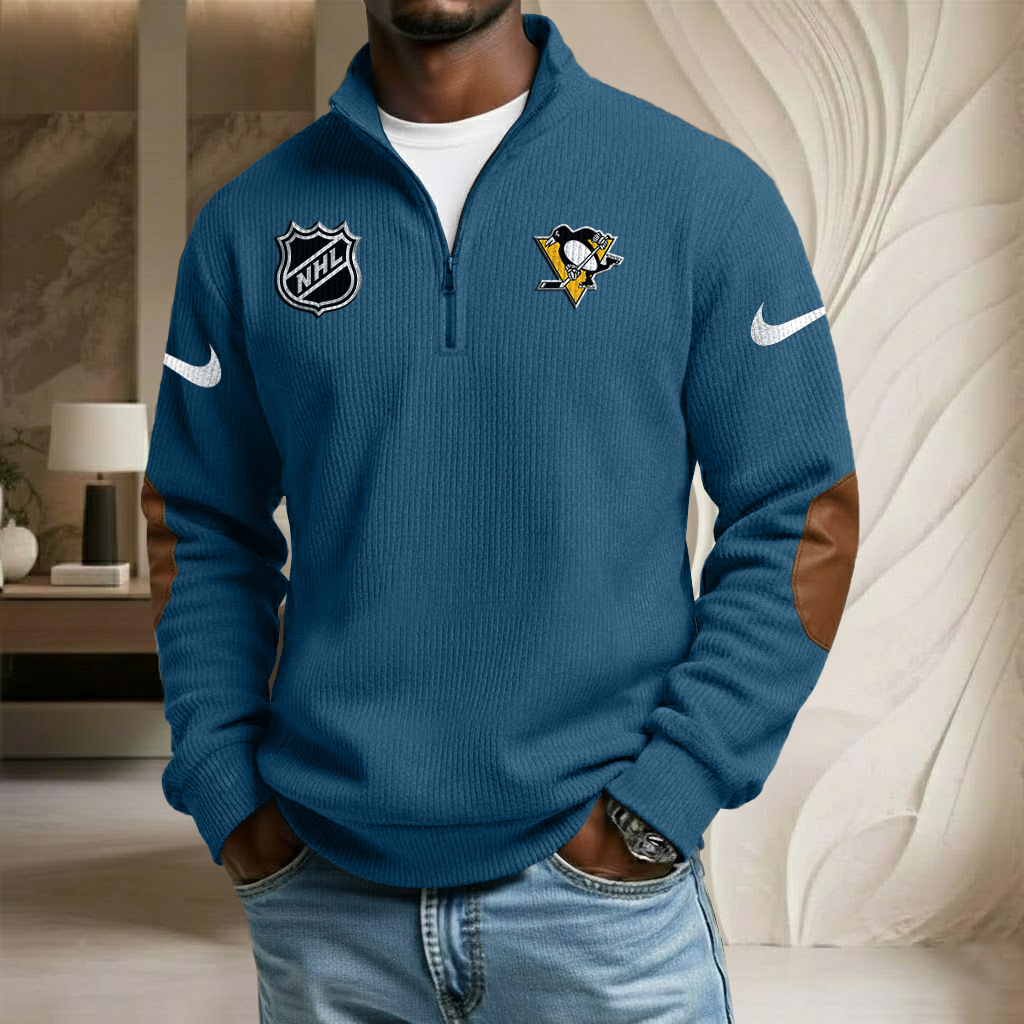 NHL x PIT Sport Team Stand Collar Half-zip Sweatshirt HLP HLPHUONG